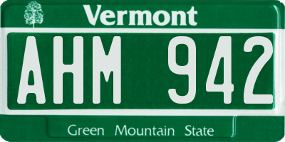 VT license plate AHM942