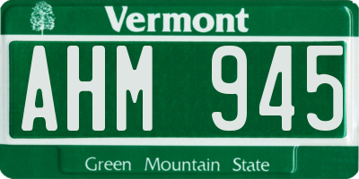 VT license plate AHM945