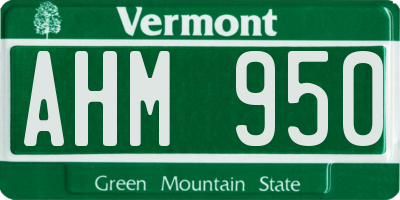 VT license plate AHM950