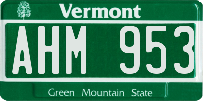 VT license plate AHM953