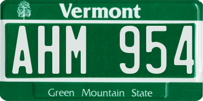 VT license plate AHM954