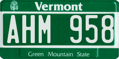 VT license plate AHM958
