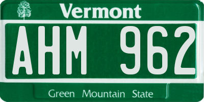 VT license plate AHM962