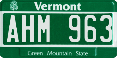 VT license plate AHM963