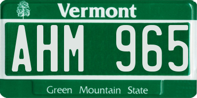 VT license plate AHM965