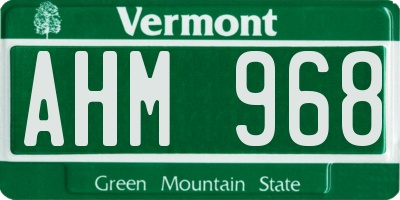 VT license plate AHM968