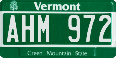 VT license plate AHM972