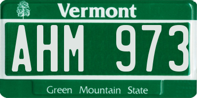 VT license plate AHM973