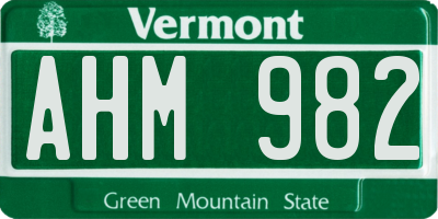VT license plate AHM982