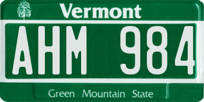 VT license plate AHM984