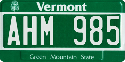 VT license plate AHM985