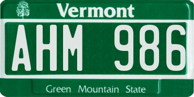 VT license plate AHM986
