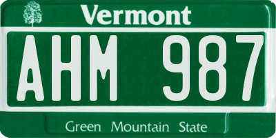 VT license plate AHM987