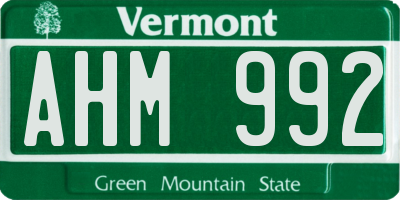 VT license plate AHM992