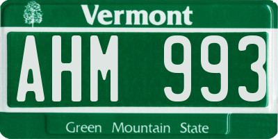 VT license plate AHM993