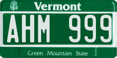 VT license plate AHM999