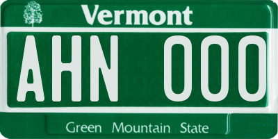 VT license plate AHN000