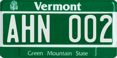 VT license plate AHN002