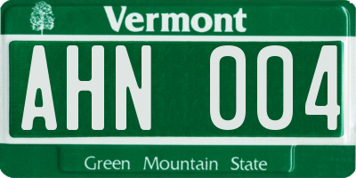 VT license plate AHN004