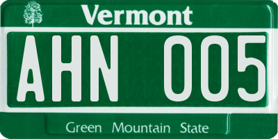 VT license plate AHN005