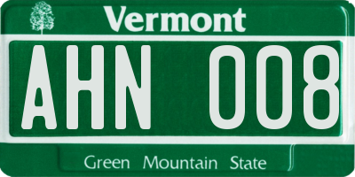 VT license plate AHN008