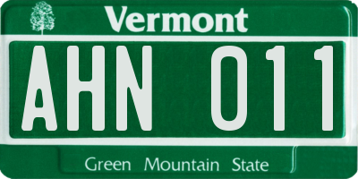 VT license plate AHN011