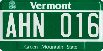 VT license plate AHN016