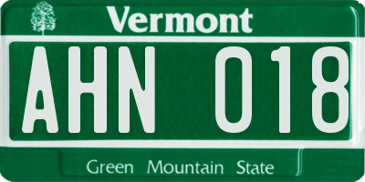 VT license plate AHN018