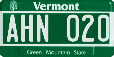 VT license plate AHN020