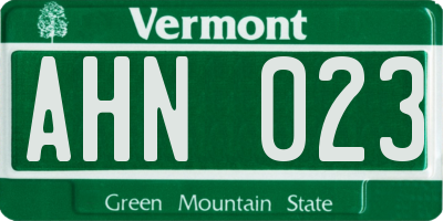 VT license plate AHN023