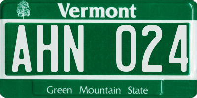 VT license plate AHN024