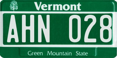 VT license plate AHN028