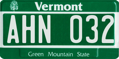 VT license plate AHN032