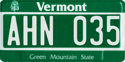 VT license plate AHN035