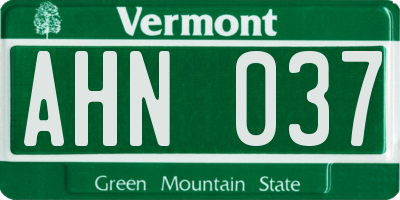 VT license plate AHN037