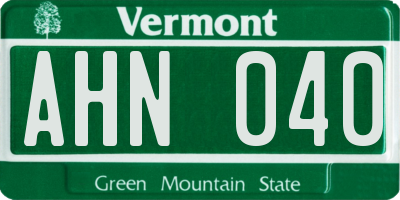 VT license plate AHN040