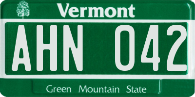 VT license plate AHN042