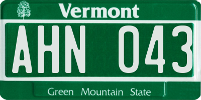 VT license plate AHN043