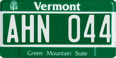 VT license plate AHN044