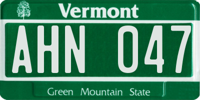 VT license plate AHN047