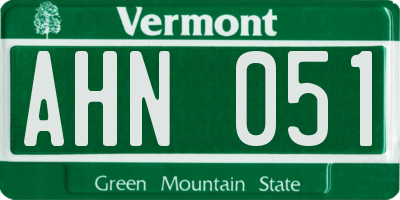VT license plate AHN051