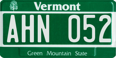 VT license plate AHN052