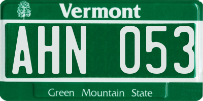 VT license plate AHN053