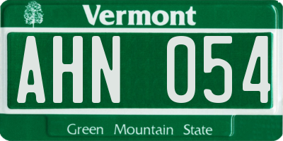 VT license plate AHN054
