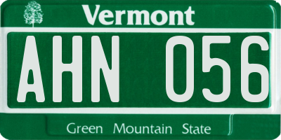 VT license plate AHN056