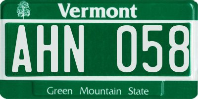 VT license plate AHN058