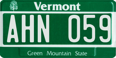 VT license plate AHN059