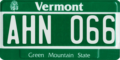 VT license plate AHN066