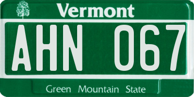 VT license plate AHN067