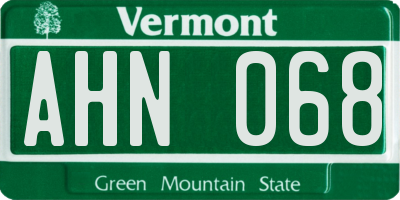 VT license plate AHN068
